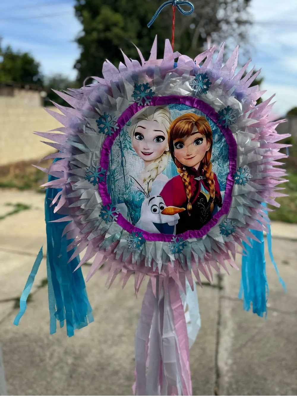 Frozen Themed Pink & Blue Party Pinata - Anna, Elsa & Olaf